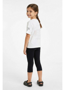 White TRAX girls' summer set with T-shirt and capri leggings