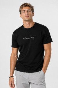 Black Cotton4all URBAN ART men's T-shirt with embroidered chest logo
