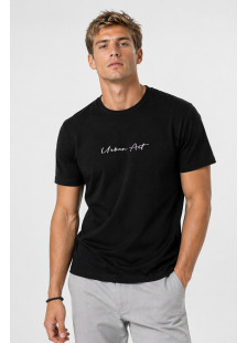 Black Cotton4all URBAN ART men's T-shirt with embroidered chest logo