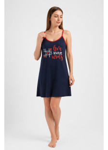 Women's printed cotton nightdress with narrow straps