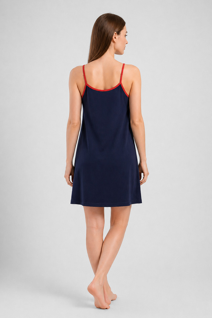 Women's printed cotton nightdress with narrow straps