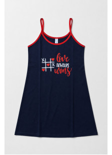 Women's printed cotton nightdress with narrow straps