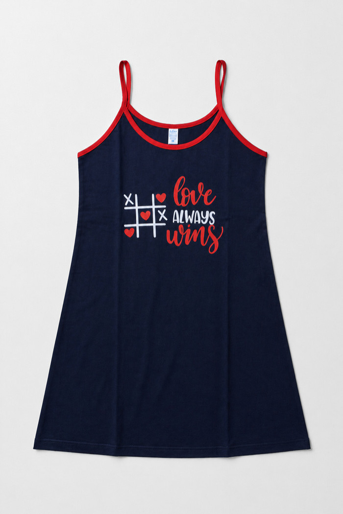 Women's printed cotton nightdress with narrow straps