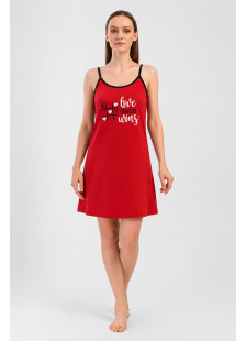 Women's printed cotton nightdress with narrow straps