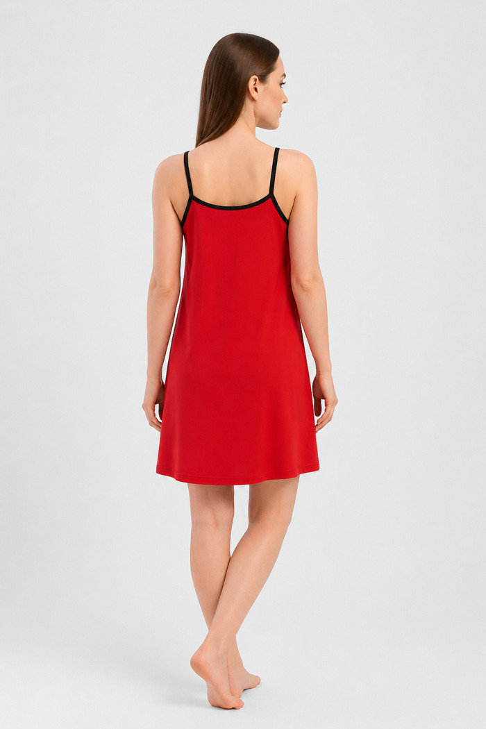 Women's printed cotton nightdress with narrow straps