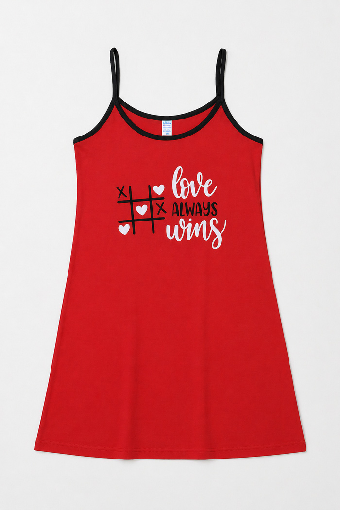 Women's printed cotton nightdress with narrow straps