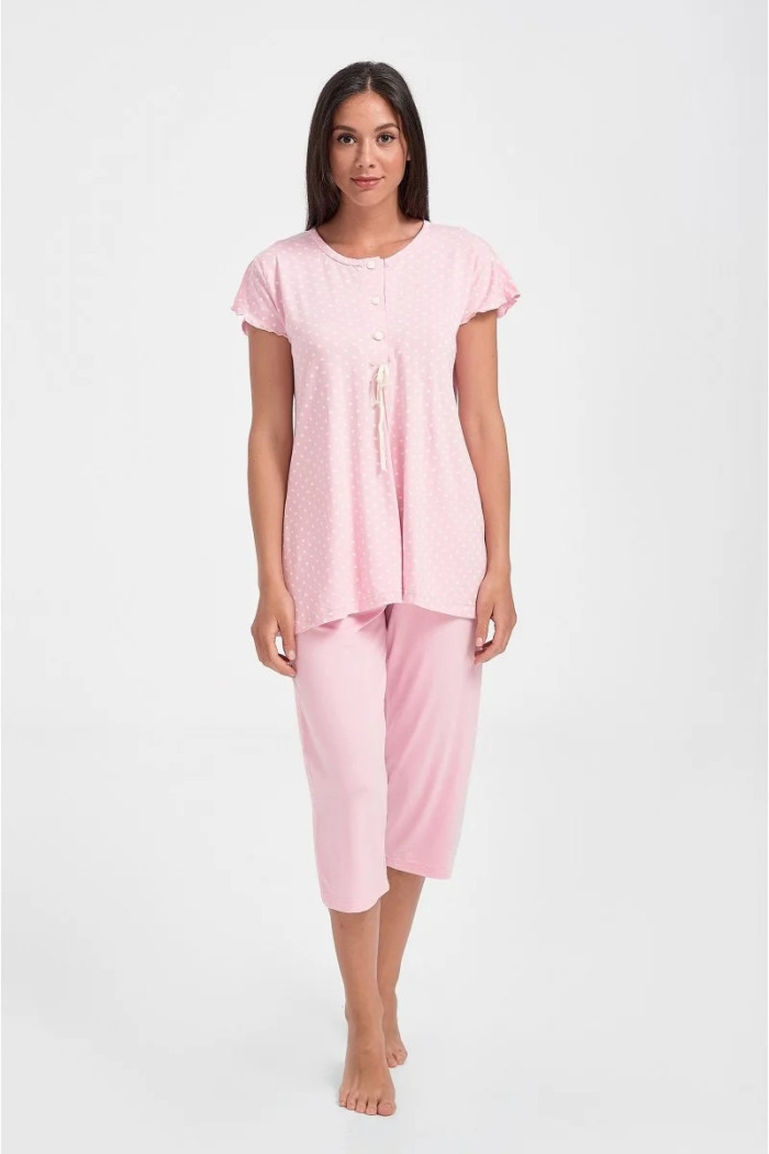 Rosa CHERRY Damen-Pyjama mit Punktmuster