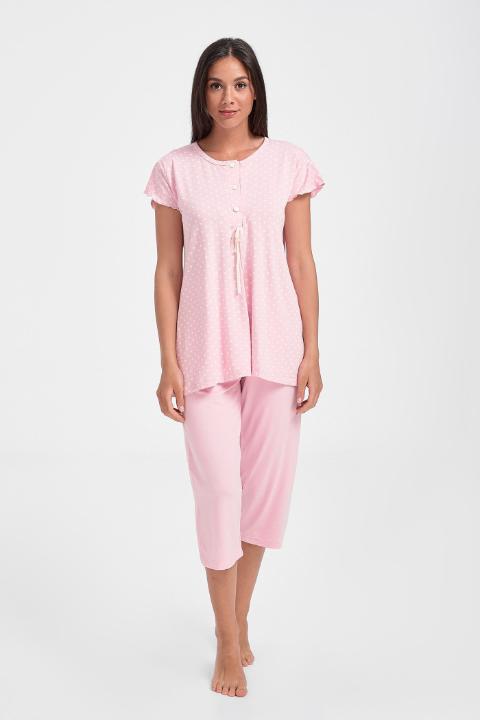 Rosa CHERRY Damen-Pyjama mit Punktmuster