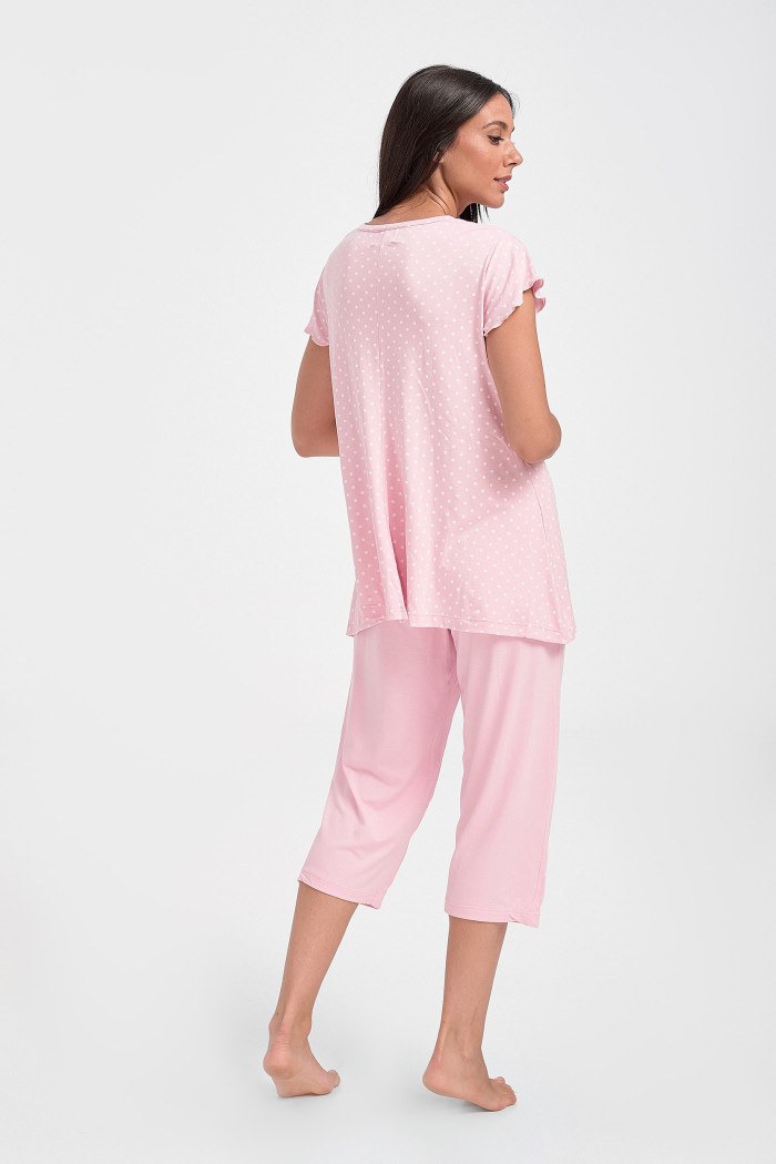 Rosa CHERRY Damen-Pyjama mit Punktmuster