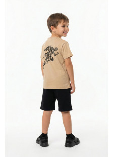 Beige and black TRAX boys' summer set with T-shirt and shorts