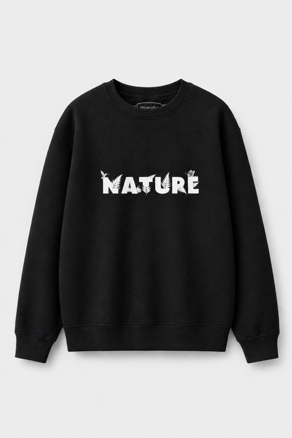 Cotton4all men's black fleece sweatshirt with subtle print