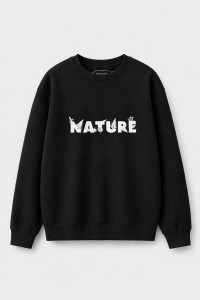Cotton4all men's black fleece sweatshirt with subtle print