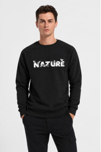 Cotton4all men's black fleece sweatshirt with subtle print