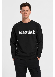 Cotton4all men's black fleece sweatshirt with subtle print