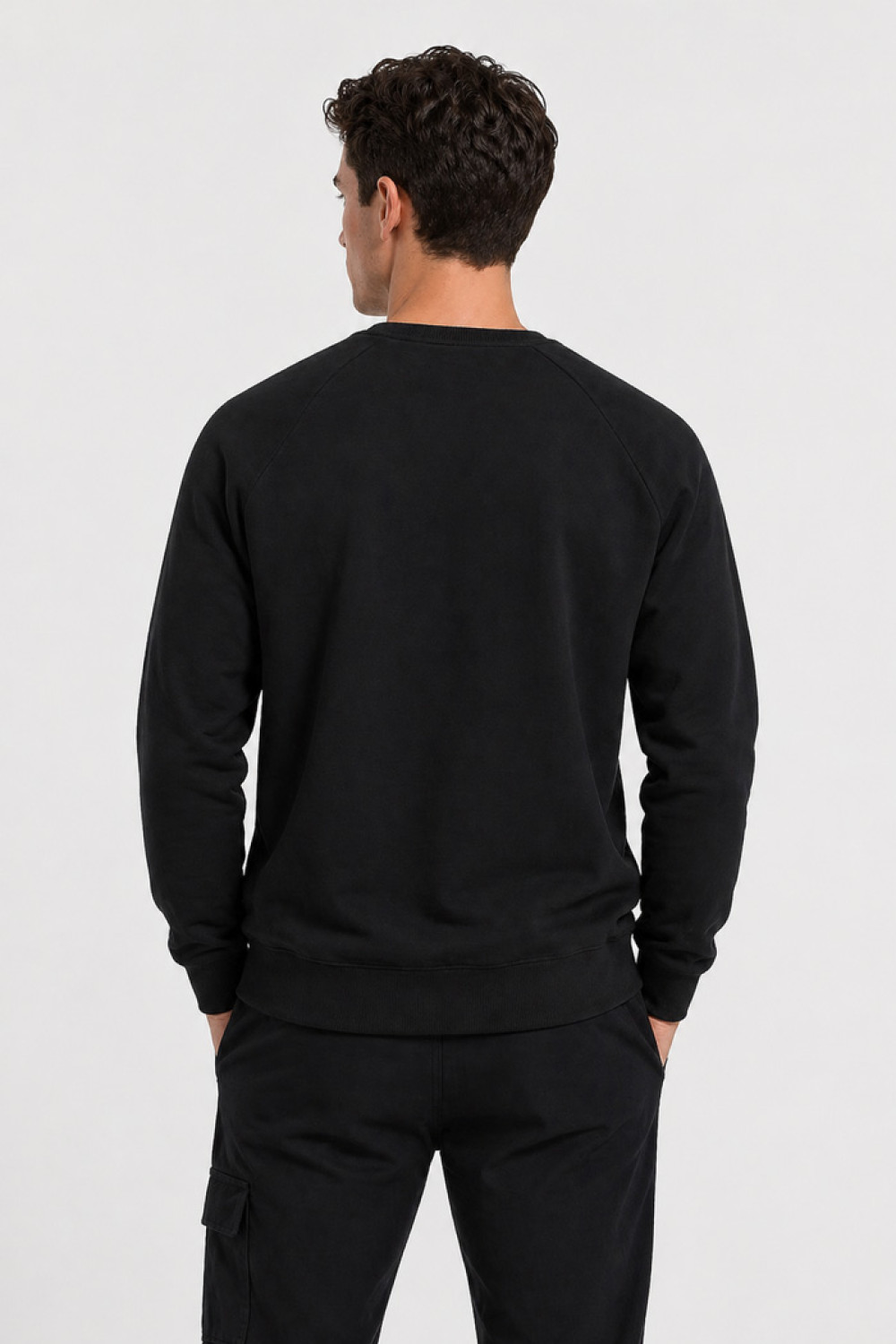 Cotton4all men's black fleece sweatshirt with subtle print