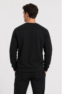 Cotton4all men's black fleece sweatshirt with subtle print