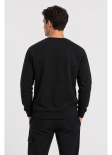 Cotton4all men's black fleece sweatshirt with subtle print