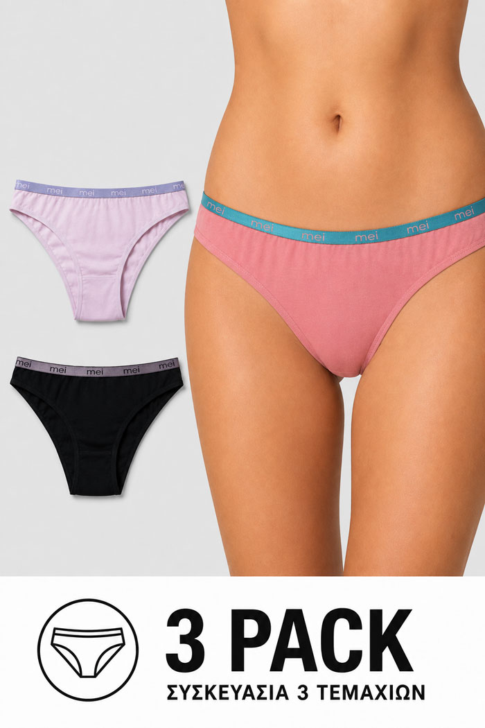 MEI women's briefs with metallic outer waistband 3-pack