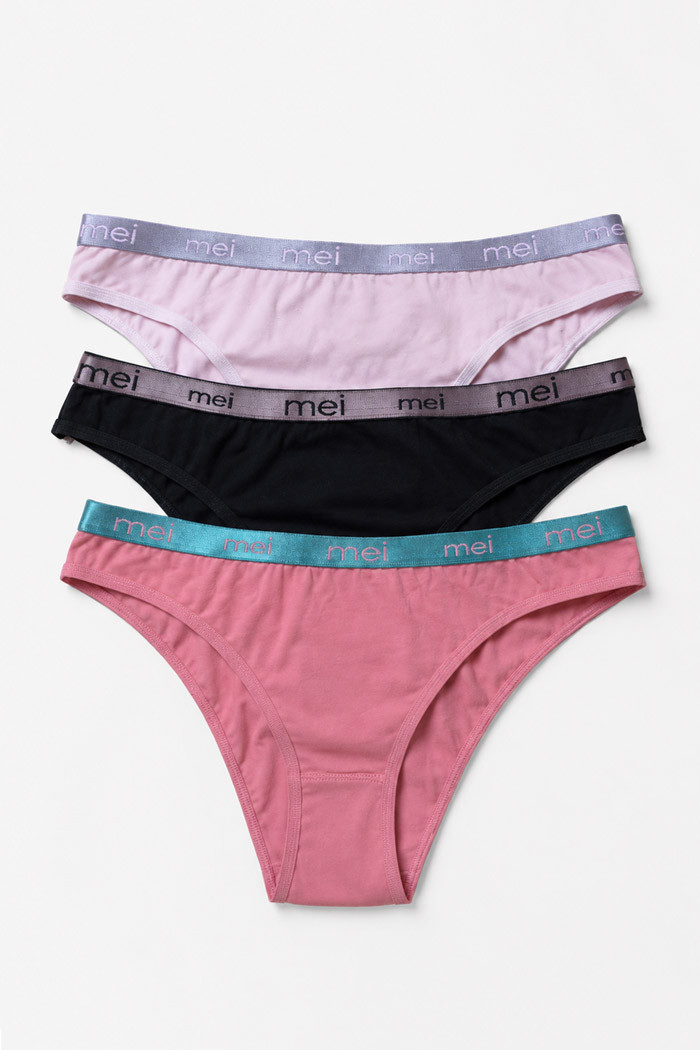 MEI women's briefs with metallic outer waistband 3-pack