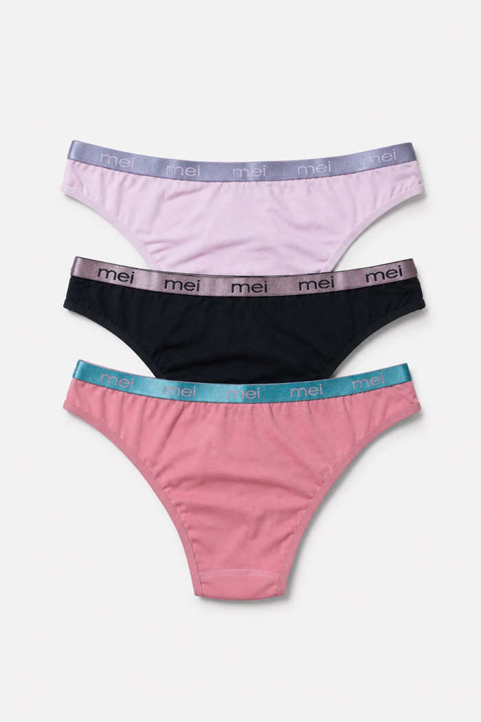 MEI women's briefs with metallic outer waistband 3-pack