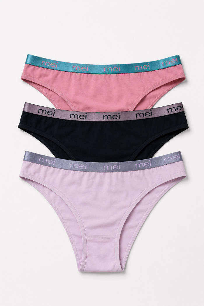 MEI women's briefs with metallic outer waistband 3-pack