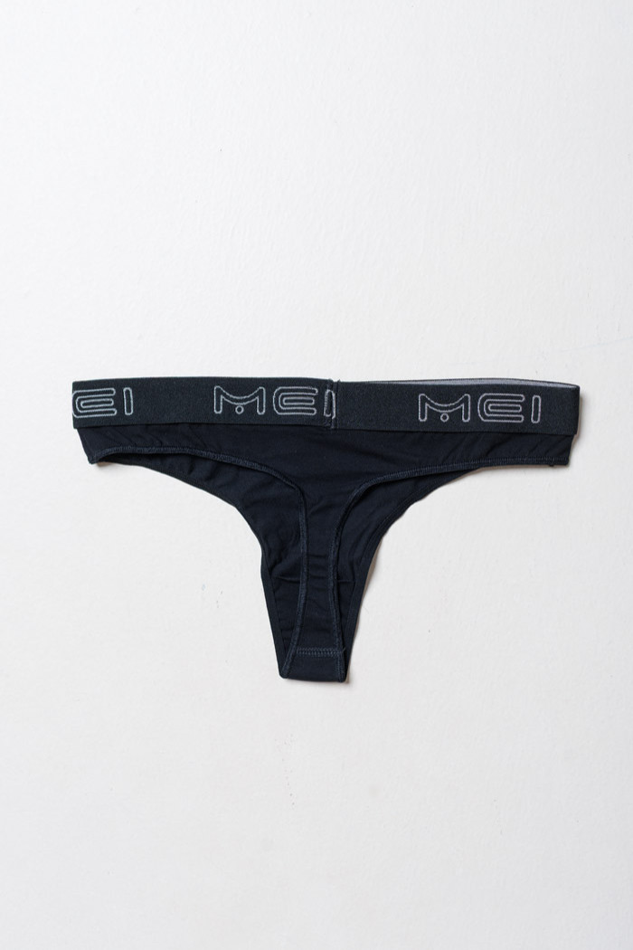 MEI black women's sports thong with wide outer waistband