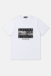 White Cotton4all men's T-shirt with New York City graphic print