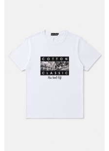 White Cotton4all men's T-shirt with New York City graphic print