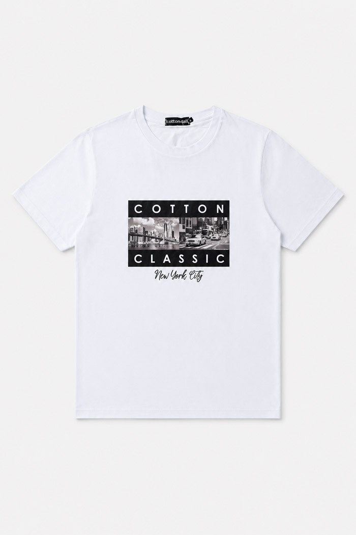 White Cotton4all men's T-shirt with New York City graphic print
