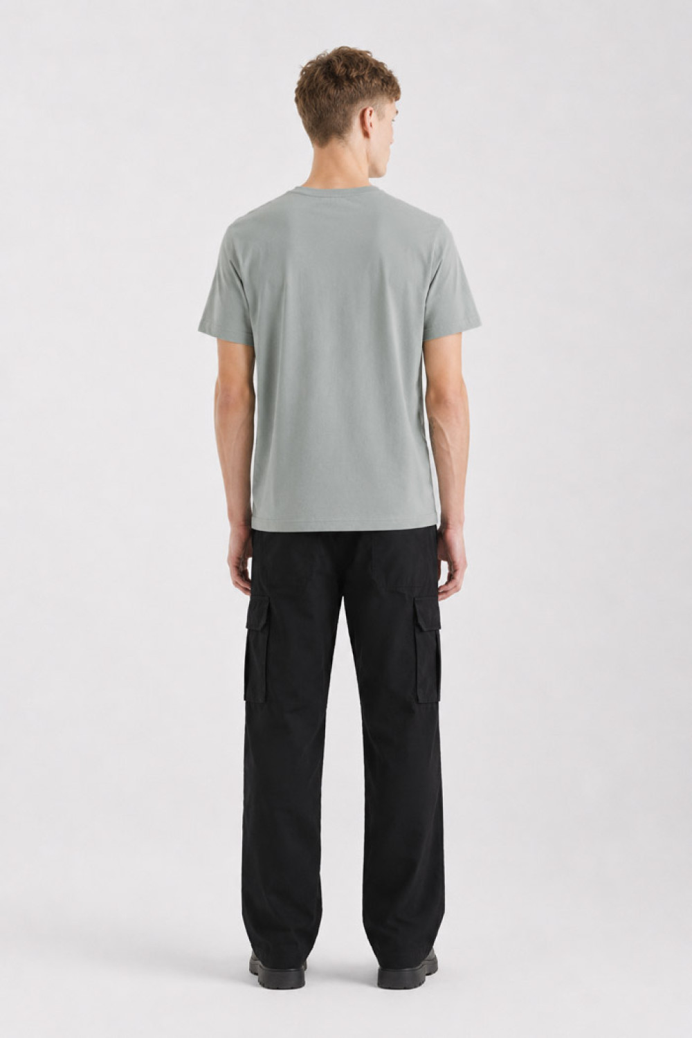 Light grey and sage Cotton4all men's T-shirt with Mickey Mouse sketch-effect print