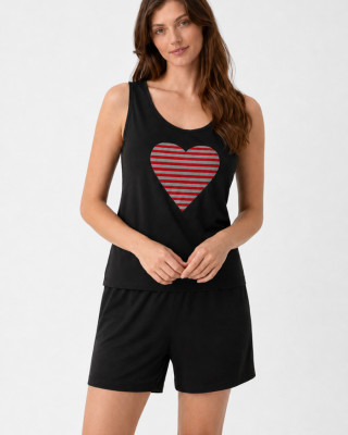 Cherry Heart Women's Pyjama Set with Bermuda Shorts CH-6015-BL