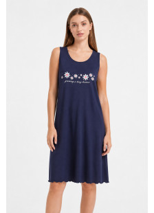 Navy blue Cherry sleeveless nightdress with daisy print