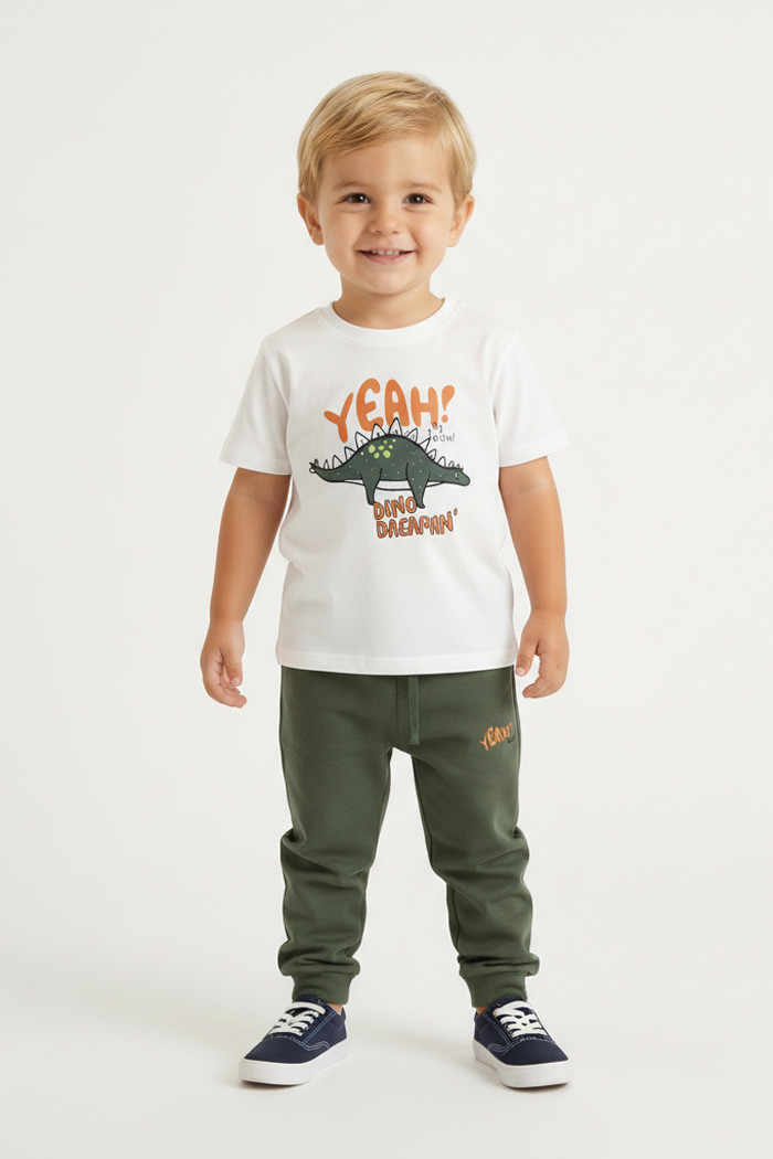 TRAX boys' three-piece dinosaur print set