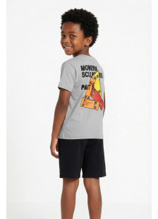 TRAX boys' grey and black summer set with skateboard print