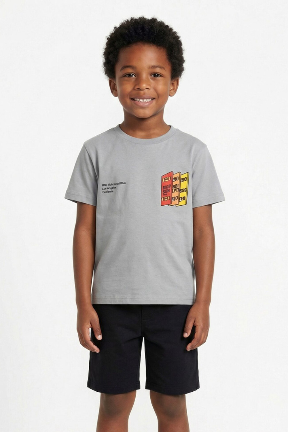 TRAX boys' grey and black summer set with skateboard print