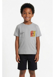 TRAX boys' grey and black summer set with skateboard print