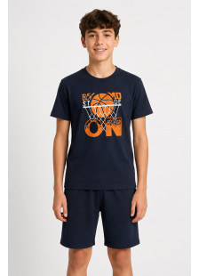 Pretty Baby boys' navy summer pyjamas with basketball print
