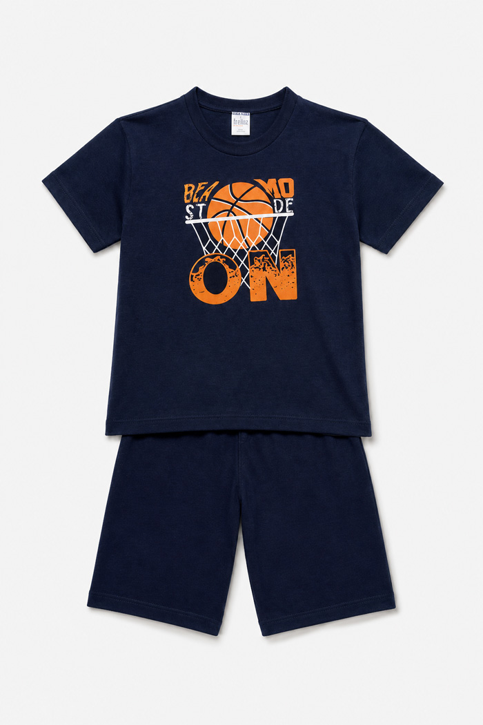 Pretty Baby boys' navy summer pyjamas with basketball print