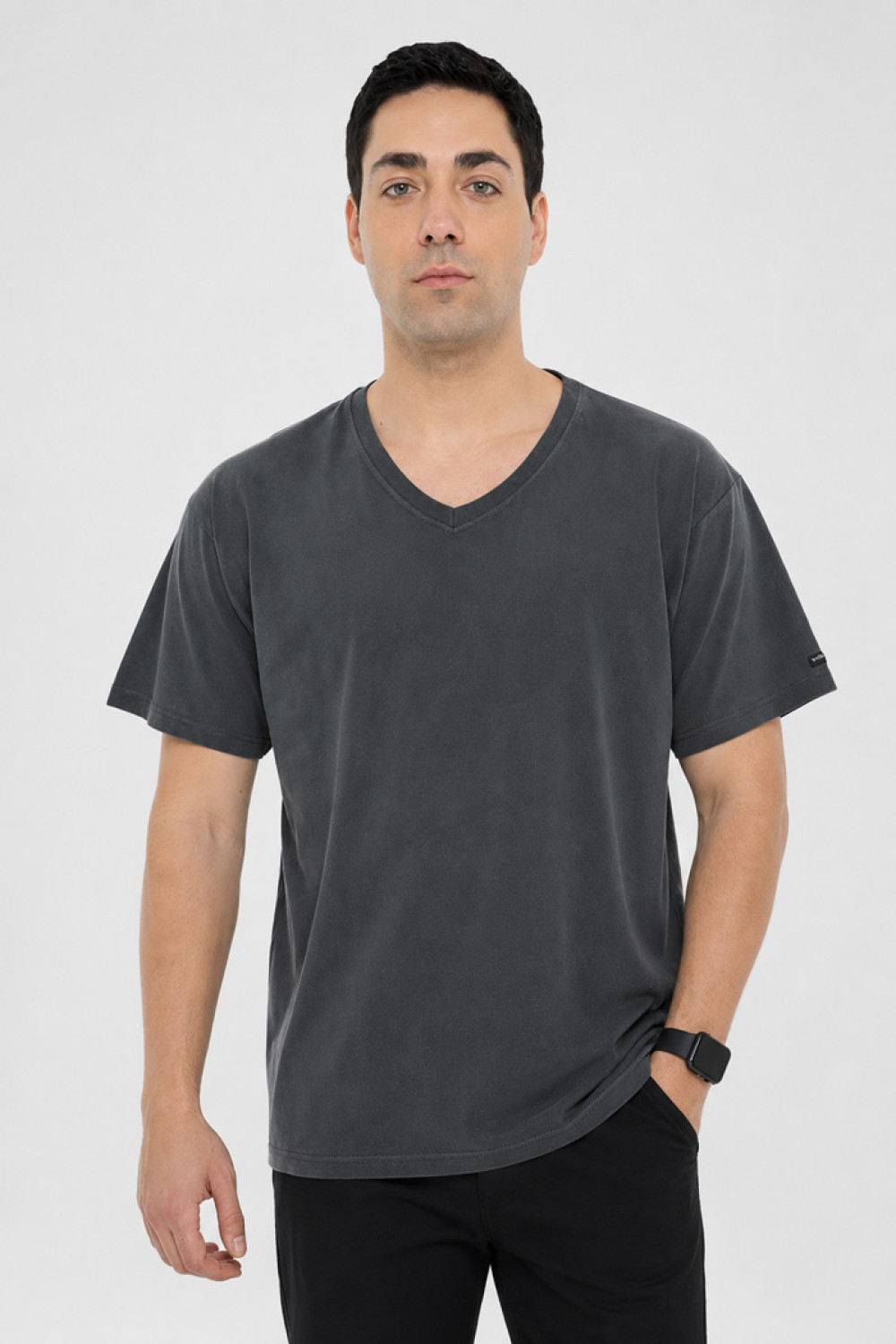 BODY MOVE plain short-sleeved V-neck T-shirt