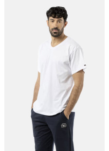 BODY MOVE plain short-sleeved V-neck T-shirt