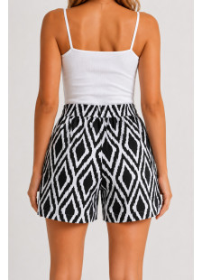 POWER FLOWER plus-size brown and cream geometric Bermuda shorts