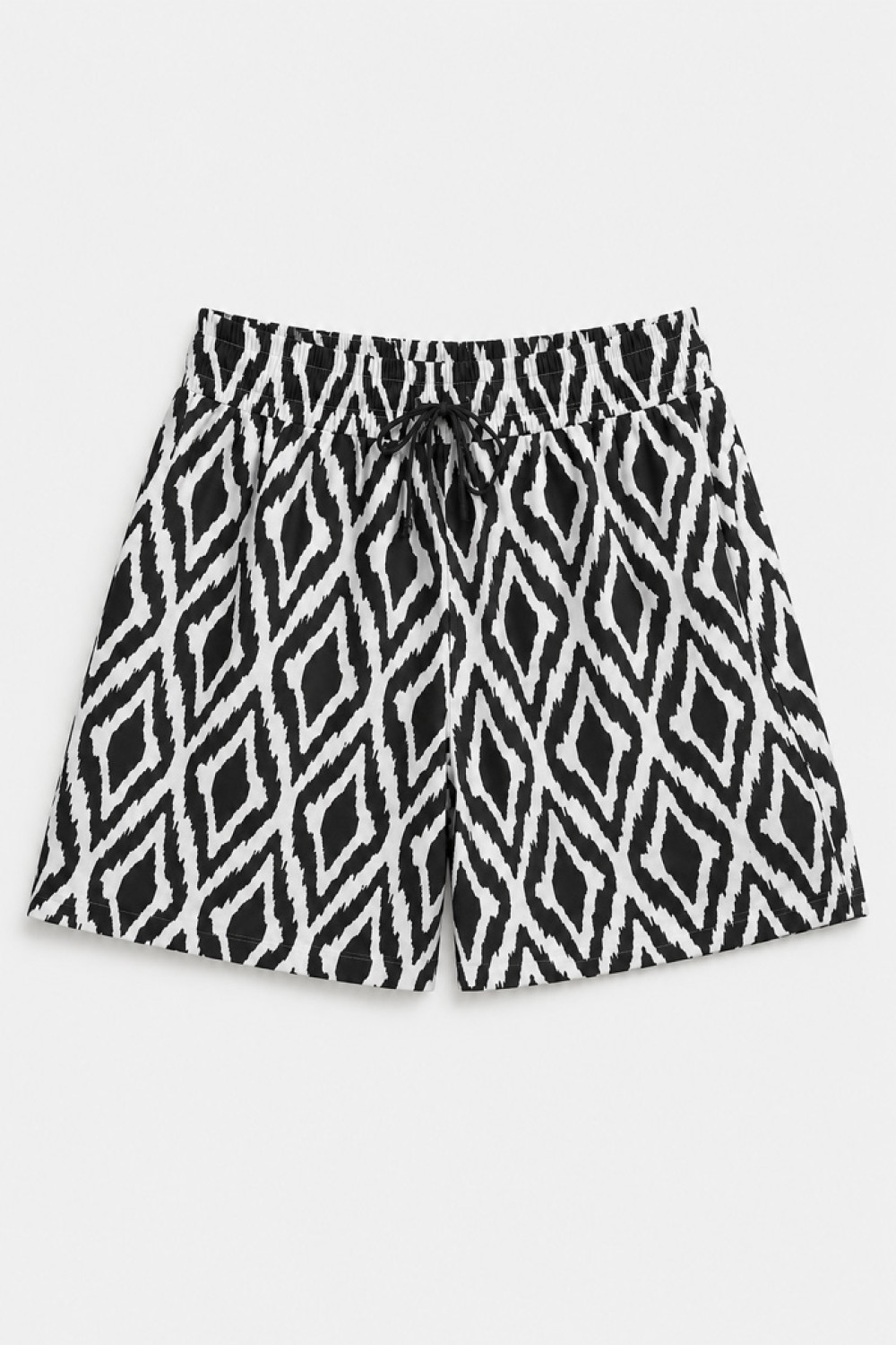 POWER FLOWER plus-size brown and cream geometric Bermuda shorts