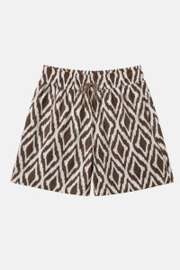 POWER FLOWER Bermudashorts in großen Größen mit braun-cremefarbenem geometrischem Muster