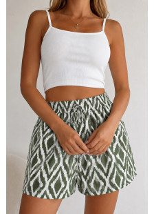 POWER FLOWER plus-size brown and cream geometric Bermuda shorts