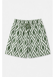 POWER FLOWER plus-size brown and cream geometric Bermuda shorts
