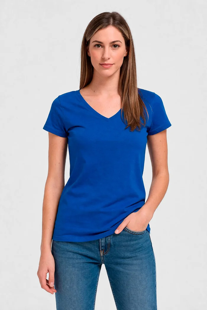 BODY MOVE Women's Royal Blue V-Neck T-Shirt 614-ROYAL