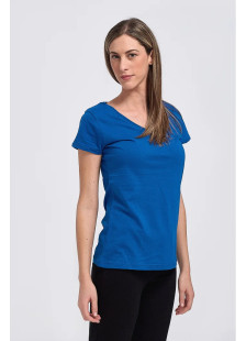 BODY MOVE women's royal blue V-neck T-shirt