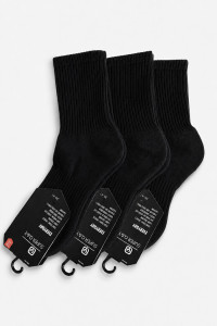SUPER Q & Y women's cotton sports socks, 3-pack, white and black