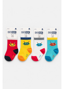 Design socks boys' baby socks, 4-pack with car and star motifs