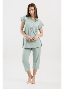 CHERRY Damen-Sommerpyjama mit Caprihose CH-205-VER in Mintgrün